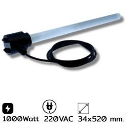 *รับสั่งทำเท่านั้น ฮีตเตอร์อุ่น-ต้มน้ำยาเคมี (BOBBIN HEATER) แบบ ควอทซ์ รุ่น SQ-5102 34 x 520 mm. 1000W 220 VAC SANGI