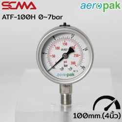 ATF-100H เกจ์วัดความดัน/เกลียวล่าง (Pressure Gauge) 0~7bar/0~100psi 3/8G SUS304