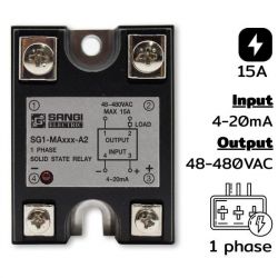SG1-MA15-A2 Single phases Input 4-20mA Output 48-480VAC กระแส 15A Phase Cont