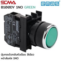 B100DY 1NO GREEN EMAS Push Button Momentary 22mm.