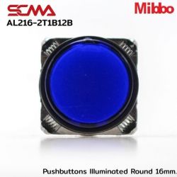 AL216-2T1B12B 12VDC Blue Pushbuttons llluminated Round 16mm. Monentary Mibbo