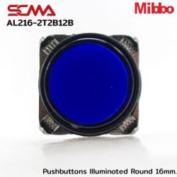 AL216-2T2B12B 12VDC Blue Pushbuttons llluminated Round 16mm. Maintained Mibbo