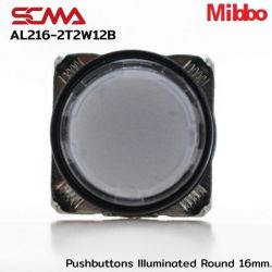 AL216-2T2W12B 12VDC White Pushbuttons llluminated Round 16mm. Maintained Mibbo