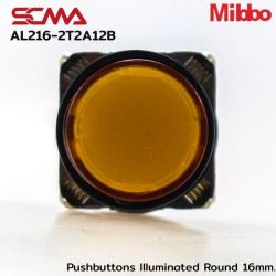 AL216-2T2A12B 12VDC Orange Pushbuttons llluminated Round 16mm. Maintained Mibbo