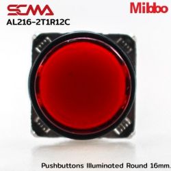 AL216-2T1R12C 24VDC Red Pushbuttons llluminated Round 16mm. Monentary Mibbo