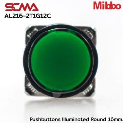 AL216-2T1G12C 24VDC Green Pushbuttons llluminated Round 16mm. Monentary Mibbo