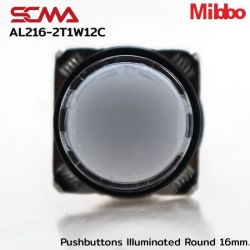 AL216-2T1W12C 24VDC White Pushbuttons llluminated Round 16mm. Monentary Mibbo