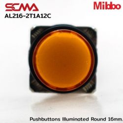 AL216-2T1A12C 24VDC Orange Pushbuttons llluminated Round 16mm. Monentary Mibbo