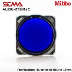AL216-2T2B12C 24VDC Blue Pushbuttons llluminated Round 16mm. Maintained Mibbo