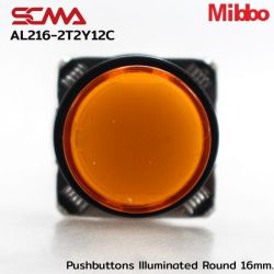 AL216-2T2A12C 24VDC Orange Pushbuttons llluminated Round 16mm. Maintained Mibbo
