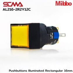 AL216-2R2Y12C 24VDC Yellow Pushbuttons llluminated Rectangular 16mm. Maintained Mibbo