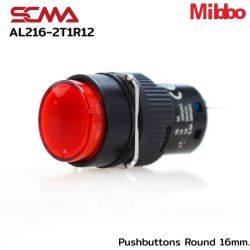 AL216-2T1R12 Pushbuttons Round 16mm. Monentary Red Mibbo
