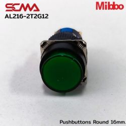 AL216-2T2G12 Pushbuttons Round 16mm. Maintained Green Mibbo