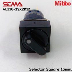 AL216-3SX2K12 Selector Square 16mm. 2Gear Maintained Mibbo