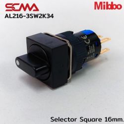AL216-3SW2K34 Selector Square 16mm. 3Gear Maintained Mibbo