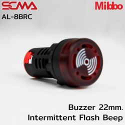 AL-8BRC 24V AC/DC Buzzer 22mm. Intermittent Flash Beep Mibbo