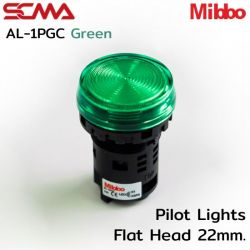 AL-1PGC Pilot Lights Flat Head 22mm. 24VAC/DC Green Mibbo