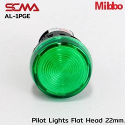 AL-1PGE Pilot Lights Flat Head 22mm. 220VAC/DC Green Mibbo