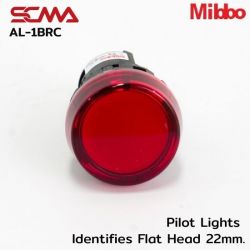 AL-1BRC Pilot Lights Identifies Flat Head 22mm. 24VAC/DC Red Mibbo