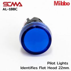 AL-1BBC Pilot Lights Identifies Flat Head 22mm. 24VAC/DC Blue Mibbo
