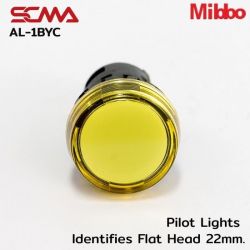 AL-1BYC Pilot Lights Identifies Flat Head 22mm. 24VAC/DC Yellow Mibbo