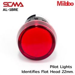 AL-1BRE Pilot Lights Identifies Flat Head 22mm. 220VAC/DC Red Mibbo