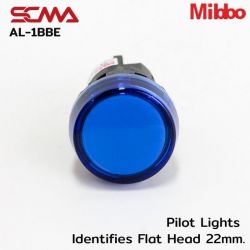 AL-1BBE Pilot Lights Identifies Flat Head 22mm. 220VAC/DC Blue Mibbo