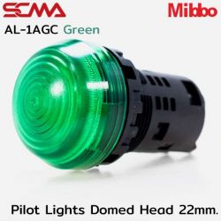 AL-1AGC Pilot Lights Domed Head 22mm. 24VAC/DC Green Mibbo