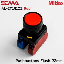 AL-2T1R102 Red Pushbuttons Flush 22mm. Monentary Mibbo SCMA