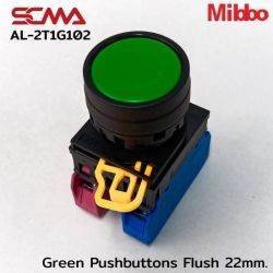 AL-2T1G102 Green Pushbuttons Flush 22mm. Monentary Mibbo