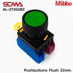 AL-2T2G102 Green Pushbuttons Flush 22mm. Maintained Mibbo