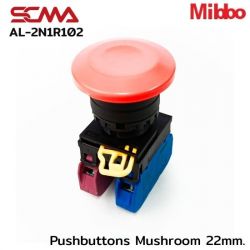 AL-2N1R102 Red Pushbuttons Mushroom 22mm. Monentary Mibbo
