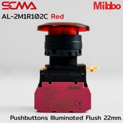 AL-2M1R102C 24VAC/DC Red Pushbuttons lllumin.Mush. 22mm. Monentary Mibbo SCMA
