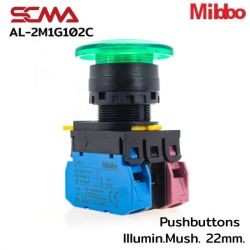 AL-2M1G102C 24VAC/DC Green Pushbuttons lllumin.Mush. 22mm. Monentary Mibbo