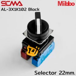 AL-3X1K102 Selector 22mm. 2P Momentary Black Mibbo