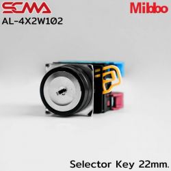 AL-4X2W102 Selector Key 22mm. 2P Maintained White Mibbo