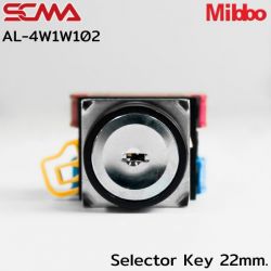 AL-4W1W102 Selector Key 22mm. 3P Momentary White Mibbo