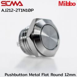 AJ212-2T1N10P Pushbutton Metal Flat Round 12mm. 1NO Mibbo