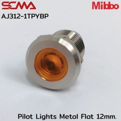 AJ312-1TPYBP Pilot Lights Metal Flat 12mm. 12VDC Yellow Mibbo