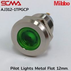 AJ312-1TPGCP Pilot Lights Metal Flat 12mm. 24VDC Green Mibbo