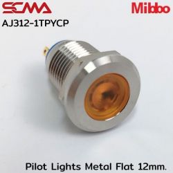 AJ312-1TPYCP Pilot Lights Metal Flat 12mm. 24VDC Yellow Mibbo