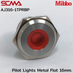 AJ316-1TPRBP Pilot Lights Metal Flat 16mm. 12VDC Red Mibbo