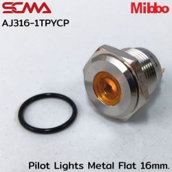 AJ316-1TPYCP Pilot Lights Metal Flat 16mm. 24VDC Yellow Mibbo