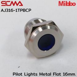 AJ316-1TPBCP Pilot Lights Metal Flat 16mm. 24VDC Blue Mibbo
