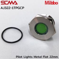 AJ322-1TPGCP Pilot Lights Metal Flat 22mm. 24VDC Green Mibbo