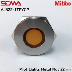 AJ322-1TPYCP Pilot Lights Metal Flat 22mm. 24VDC Yellow Mibbo