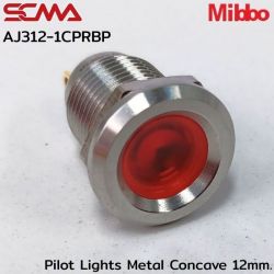 AJ312-1CPRBP Pilot Lights Metal Concave 12mm. 12VDC Red Mibbo SCMA