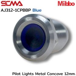 AJ312-1CPBBP Pilot Lights Metal Concave 12mm. 12VDC Blue Mibbo