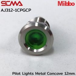 AJ312-1CPGCP Pilot Lights Metal Concave 12mm. 24VDC Green Mibbo