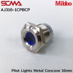 AJ316-1CPBCP Pilot Lights Metal Concave 16mm. 24VDC Blue Mibbo